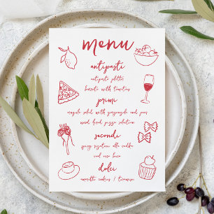 Carte de menu Dolce Vita manuscrite italienne
