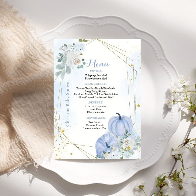 Carte de menu du Baby shower du  du Citrouille ble (Créateur téléchargé)