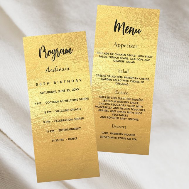 Carte de menu du dîner du programme d'anniversaire (Créateur téléchargé)