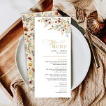 Carte de menu du Jardin Fleur sauvage Boho Fall Ma<br><div class="desc">Cet élégant design présente des fleurs sauvages vintages rustiques qui raviront tous les clients. La typographie est magnifiquement conçue avec un mélange de polices classiques et modernes,  rendant le texte facile à lire tout en ajoutant une touche d'élégance et de sophistication.</div>