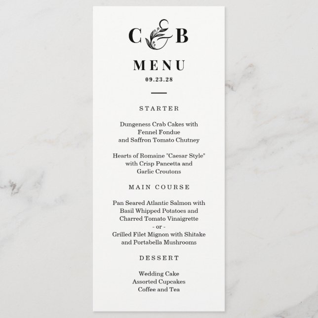 Carte de menu du Mariage de couleur modifiable (Devant)