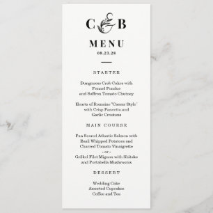 Carte de menu du Mariage de couleur modifiable