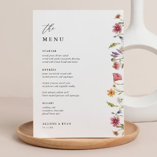 Carte de menu du Mariage Fleur sauvage 5x7" Menu p