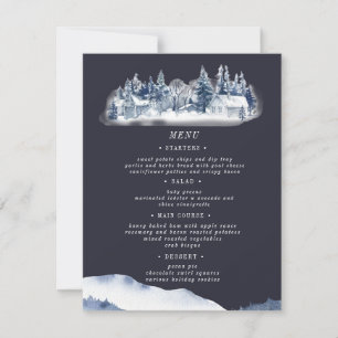 Carte de menu du Mariage Watercolor Rustic Blue Mo