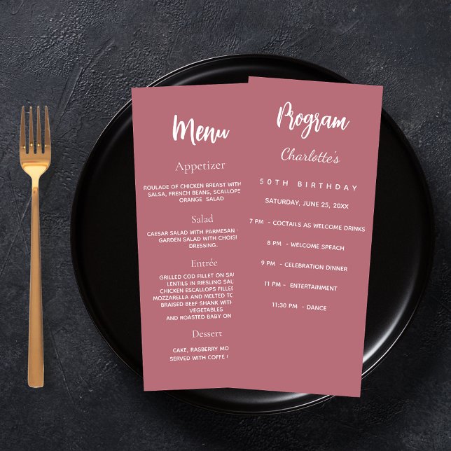 Carte de menu du programme d'anniversaire d'or ros (Créateur téléchargé)