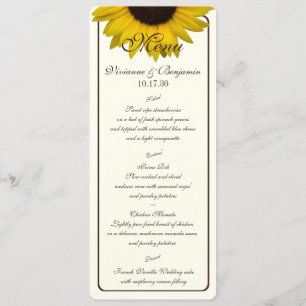 Carte de menu du tournesol du pays