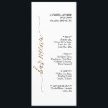 Carte de menu Elegant Gold & Black Calligraphy Bar<br><div class="desc">Cette élégante carte de menu de bar en or et en calligraphie noire est parfaite pour un mariage simple. Le design neutre présente une carte minimaliste décorée avec une typographie romantique et fantaisiste de feuille d'or. Ce menu peut être utilisé pour une réception de mariage, un dîner de répétition ou...</div>
