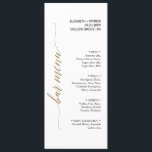 Carte de menu Elegant Gold & Black Calligraphy Bar<br><div class="desc">Cette élégante carte de menu de bar en or et en calligraphie noire est parfaite pour un mariage simple. Le design neutre présente une carte minimaliste décorée avec une typographie romantique et fantaisiste de feuille d'or. Ce menu peut être utilisé pour une réception de mariage, un dîner de répétition ou...</div>