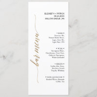 Carte de menu Elegant Gold & Black Calligraphy Bar