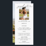 Carte de menu Elégant Graduation Photo Calligraphi<br><div class="desc">Cette carte de menu élégante de remise de diplômes est l'élément ultime. Il présente une calligraphie avec un coeur d'accent et deux photos à l'avant et à l'arrière.</div>