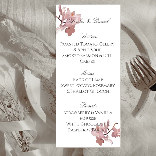 Carte de menu Elegant Pink Orchid (Créateur téléchargé)