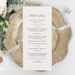 Carte de menu élégante avec calligraphie dorée