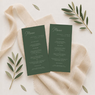 Carte de menu élégante de mariage vert forêt long