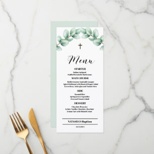Carte de menu élégante et moderne pour baptême 4x9