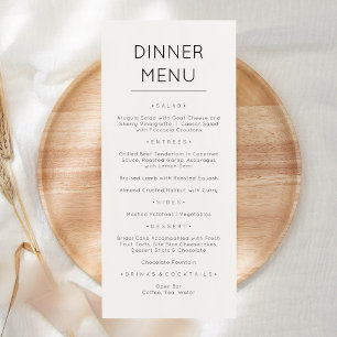 Carte de menu élégante moderne minimaliste