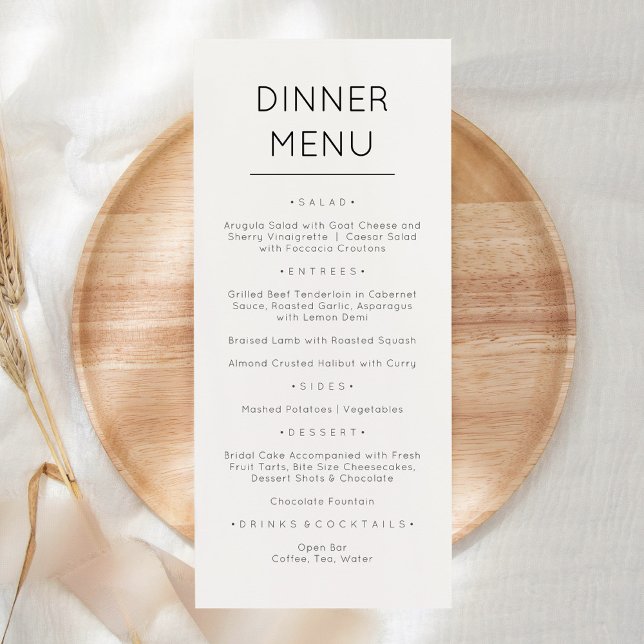 Carte de menu élégante moderne minimaliste (Créateur téléchargé)
