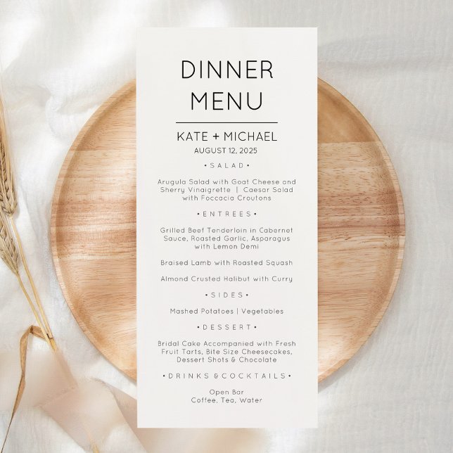 Carte de menu élégante moderne minimaliste (Créateur téléchargé)