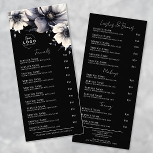 Carte de menu élégante pour les services de spa no