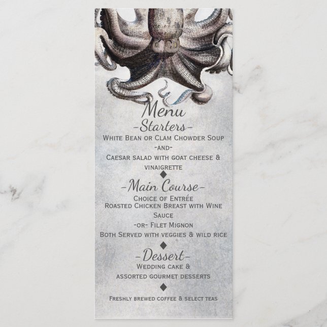 Carte de menu élégante pour mariage sur la plage p (Devant)