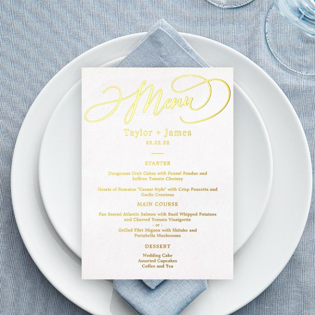 Carte de Menu Élégante REAL FOIL pour Jour Spécial (Créateur téléchargé)