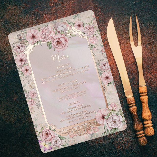 Carte de menu en papier métallisé pour mariage aux (Créateur téléchargé)