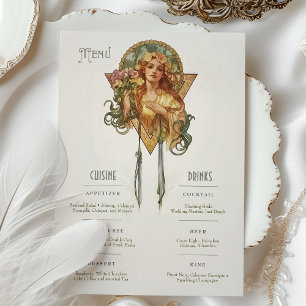 Carte de menu et de boissons de mariage vintage