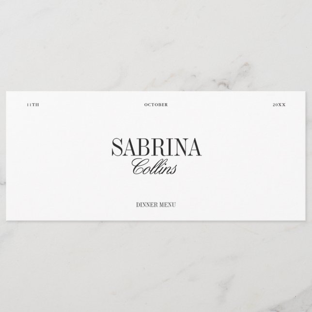Carte de menu et de placement de mariage élégante  (Devant)