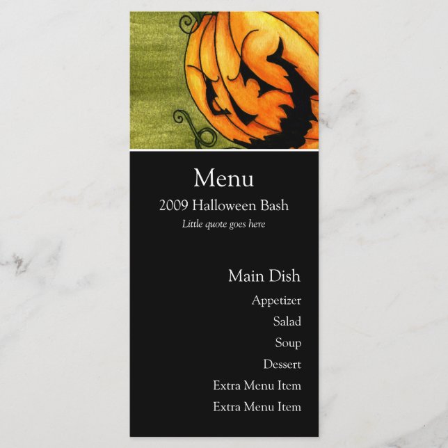 Carte de menu Etapes vers le bas (Devant)