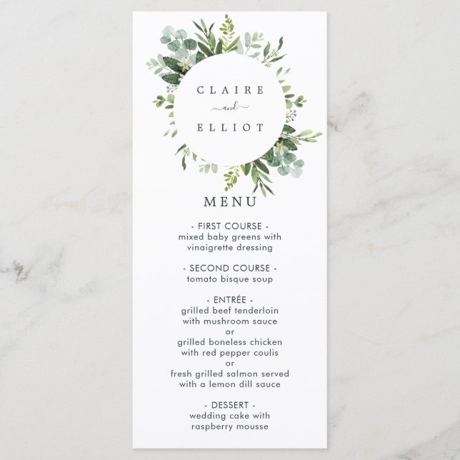 Carte de menu Eucalyptus Green Foliing (Devant)