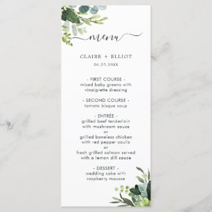Carte de menu Eucalyptus Green Foliing