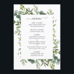 Carte de menu Eucalyptus Green Foliing<br><div class="desc">Cette carte de menu est composée d'eucalyptus à aquarelle peinte,  de feuillage vert et d'un cadre rectangulaire. Pour une personnalisation plus avancée de cette conception,  cliquez sur le lien "Customiser plus loin". Des articles correspondants sont également disponibles.</div>