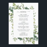 Carte de menu Eucalyptus Green Foliing<br><div class="desc">Cette carte de menu est composée d'eucalyptus à aquarelle peinte,  de feuillage vert et d'un cadre rectangulaire. Pour une personnalisation plus avancée de cette conception,  cliquez sur le lien "Customiser plus loin". Des articles correspondants sont également disponibles.</div>