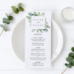 Carte de menu Eucalyptus Green Foliing<br><div class="desc">Cette carte de menu est composée d'eucalyptus à l'aquarelle peinte,  de feuillage vert et d'un cadre carré. Pour une personnalisation plus avancée de cette conception,  cliquez sur le lien "Customiser plus loin". Des articles correspondants sont également disponibles.</div>
