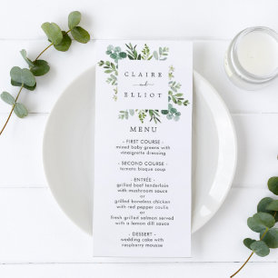 Carte de menu Eucalyptus Green Foliing