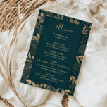 Carte de menu Exotic Gold Foilage Border Mariage<br><div class="desc">Conçu pour se coordonner avec notre Gold Foliage on Forest Green Collection, ce menu mariage adapté personnalisable présente de magnifiques bordures de feuillage exotique sur arrière - plan vert de forêt. Pour une personnalisation plus avancée de cette conception, par exemple la modification de la disposition, de la police ou de...</div>