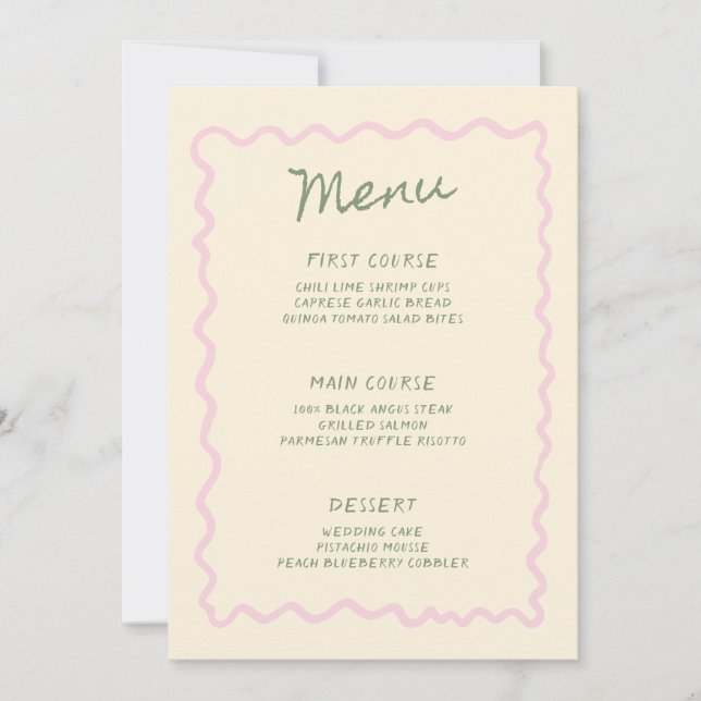 Carte de menu fantaisiste écrite à la main au styl (Devant)