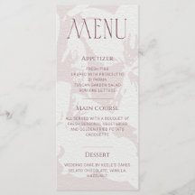 Carte de menu Fête des mariées rose pâle