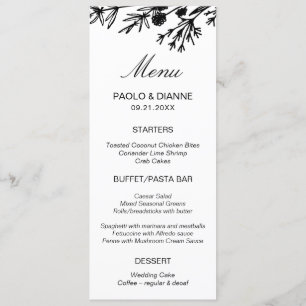 Carte de menu Feuilles botaniques dessinée à la ma