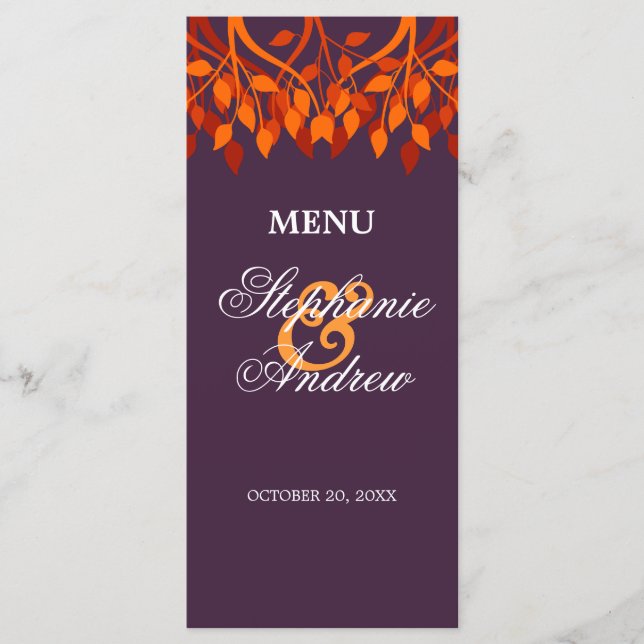 Carte de menu Feuilles d'automne colorées (Devant)