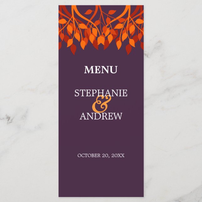 Carte de menu Feuilles d'automne colorées (Devant)