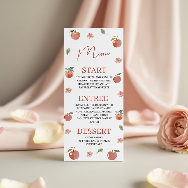 Carte de menu Fleur de Pommier Botanique 4x9 (Créateur téléchargé)