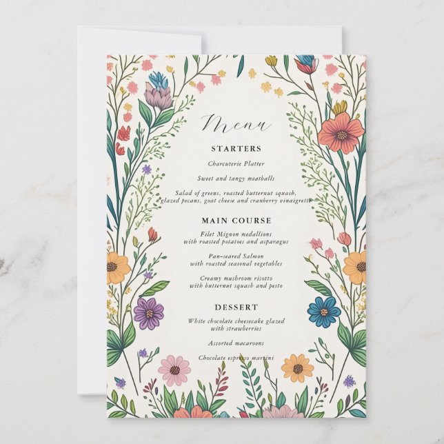 Carte de menu fleur sauvage Baby in Bloom Shower (Devant)