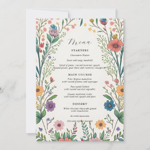 Carte de menu fleur sauvage Baby in Bloom Shower