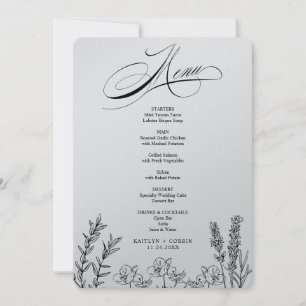 Carte de menu Fleur sauvage sombre élégante