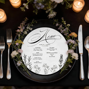 Carte de menu Fleur sauvage sombre élégante