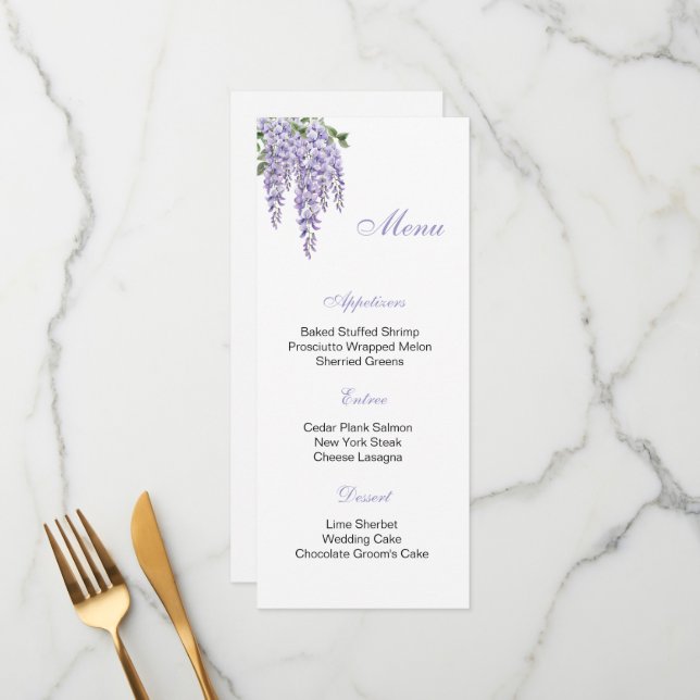 Carte de menu floral (Devant/Arrière en situation)