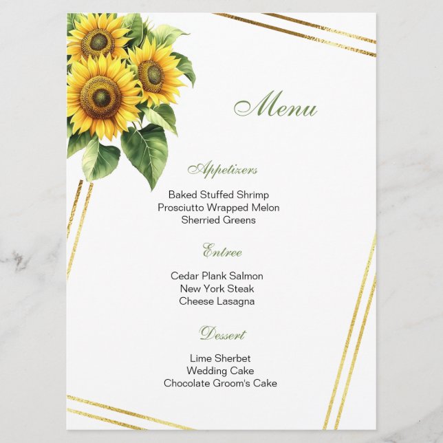 Carte de menu floral (Devant)