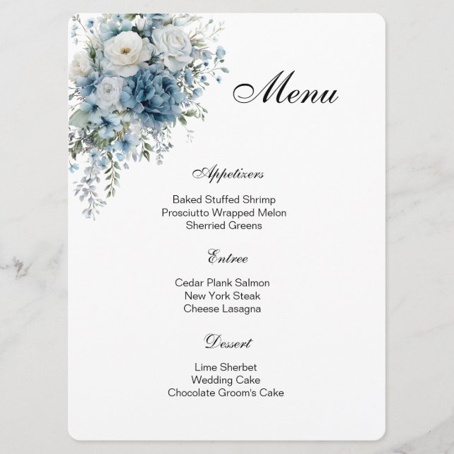 Carte de menu floral (Devant)
