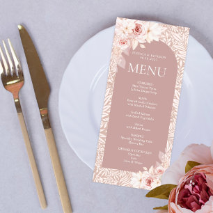 Carte de Menu Floral Élégant Rose