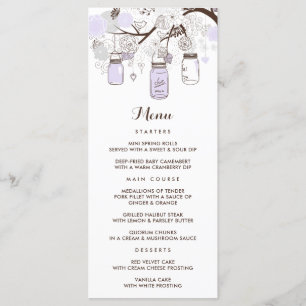 Carte de menu floral Lilac Mason Jars Whimsical